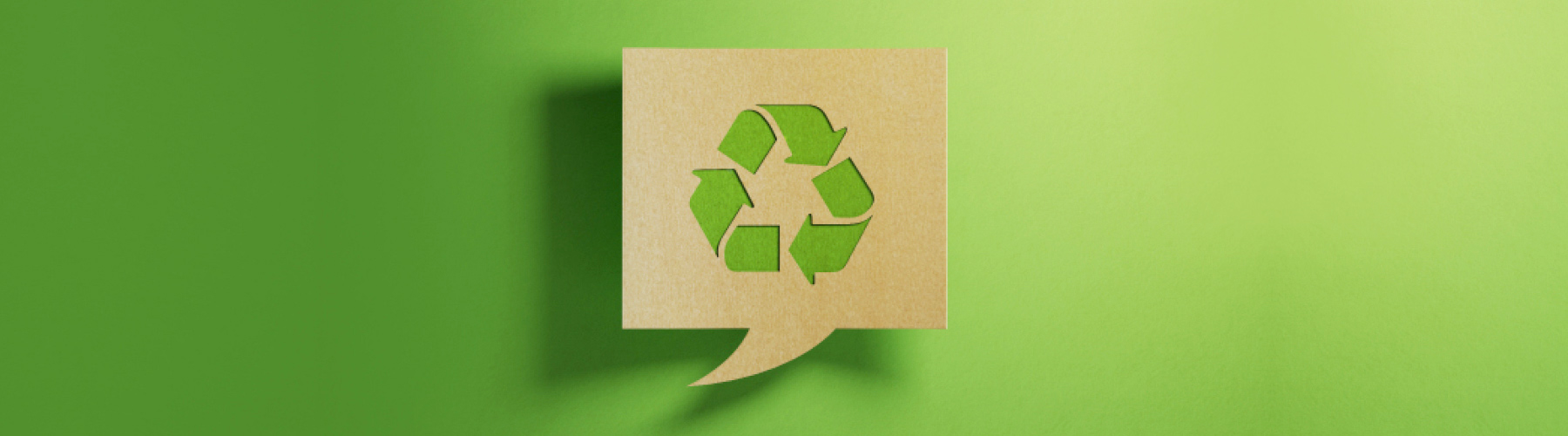 Green background with recycle symbol in brown question box in center