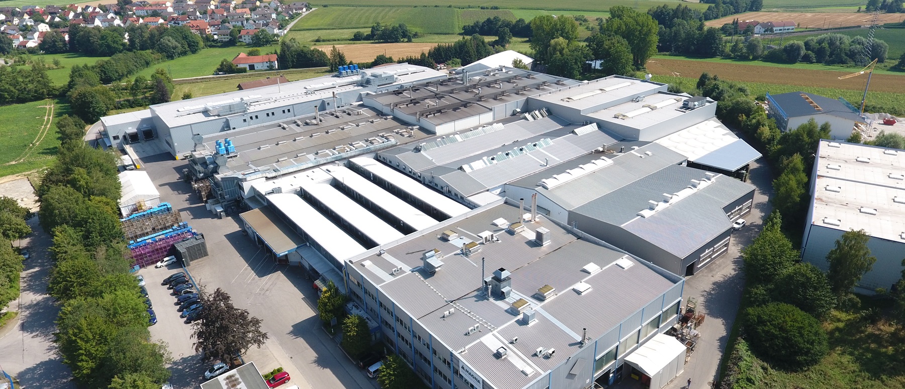 Overhead view of a manufacturing facility in Markt Schwaben, Germany